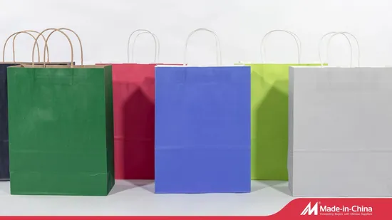 100 разноцветных маленьких подарочных пакетов из крафт-бумаги с ручками оптом