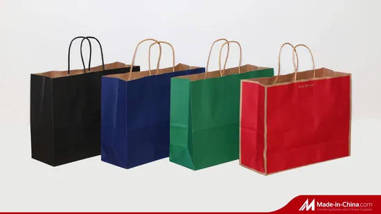 Оптовая упаковка для продуктов питания, бумажные пакеты с коричневой ручкой для покупок, для обеда