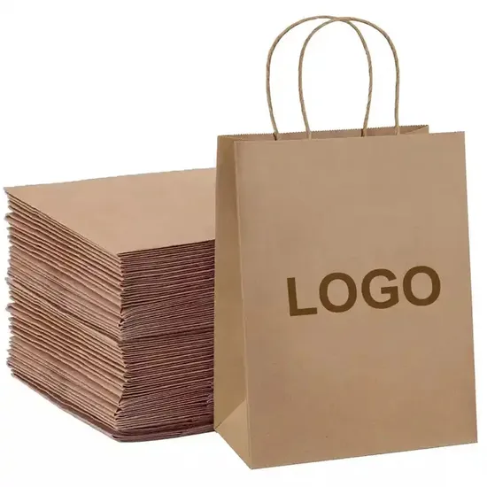 Recyclable Shopping Gift Kraft Paper Grocery Bag with Handle 